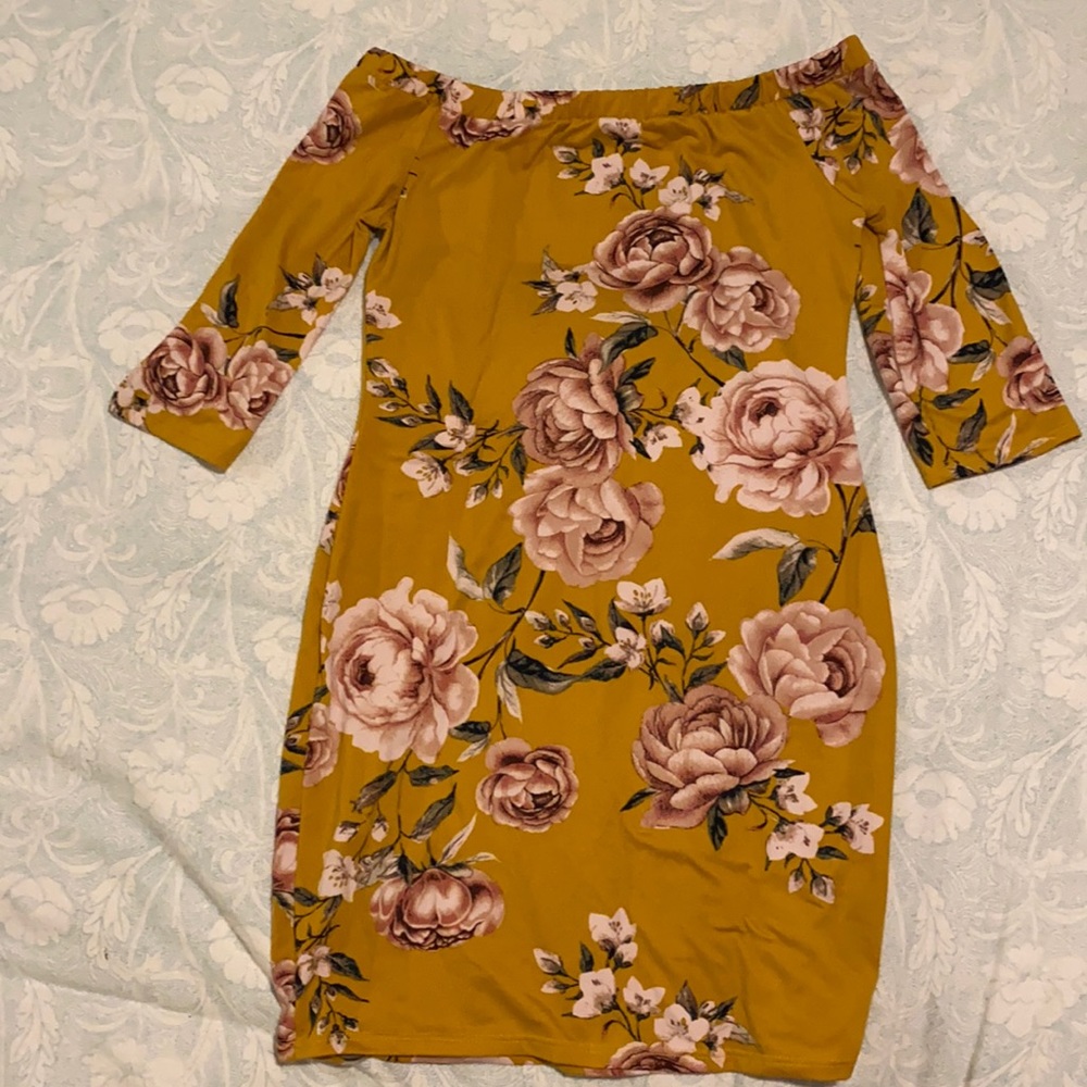 Charlotte Russe Mustard Yellow Floral Dress